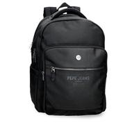 Pepe Jeans Berwick Laptop Backpack Double Compartment Adaptable 15.6 Inches Black 31x44x15cm PU and Polyester 20.46L by Joumma Bags