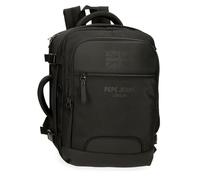 Pepe Jeans Bromley Cabin Backpack for Laptop Notebook 15.6 Inches Black 25x40x17cm Polyester 17L by Joumma Bags, Black/White, One Size, Laptop Cabin Backpack