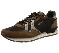 Pepe Jeans Brown Print Leather Trainers, Brown, 7 UK