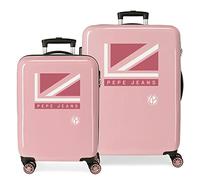 Pepe Jeans Carol Suitcase Set Pink 55/68 cm Rigid ABS Side Combination Lock 104L 6 kg 4 Wheels Double Hand Luggage