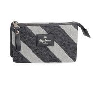 Pepe Jeans Celine Three Compartment Wallet Blue 17.5x9.5x2cm Polyester with Faux Leather Details by Joumma Bags, Blue, Three Compartment Purse