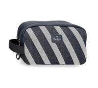 Pepe Jeans Celine Toiletry Bag Blue 26x16x12cm Polyester with Faux Leather Details by Joumma Bags, Blue, Toiletry Bag