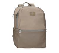 Pepe Jeans Christine Laptop Backpack 15.6 Inch Beige 29x40x11cm Polyester with Faux Leather Details 15.6L by Joumma Bags, Beige, One Size, Laptop Backpack