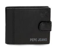 Pepe Jeans Cortland Horizontal Wallet with Click Closure Black 11x8.5x1cm Leather by Joumma Bags