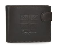 Pepe Jeans Denver Horizontal Wallet with Click Closure Blue 11x8.5x1cm Leather by Joumma Bags