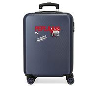 Pepe Jeans Dikran Cabin Suitcase Blue 38x55x20cm Rigid ABS Side Combination Closure 34L 2.7kg 4 Double Wheels