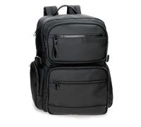 Pepe Jeans Dorking Adaptable Laptop Backpack 15.6 Inches Black 28x40x16cm Polyester with Faux Leather Details 17.92L by Joumma Bags