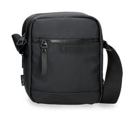 Pepe Jeans Dorking Shoulder Bag Two Compartments Black 17x22x7.5cm Polyester with Faux Leather Details by Joumma Bags