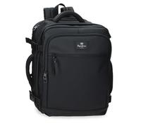 Pepe Jeans Dudley Cabin Laptop Backpack Black 30x40x20 cm | Anti-theft Pocket, Trolley Adaptable, Polyester with Synthetic Leather details, 15.6-inch laptop, 24L