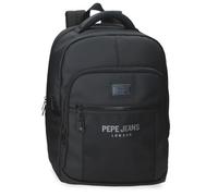Pepe Jeans Durham Backpack Double Compartment Adaptable 15.6" Inch Black 30x42x14.5cm Polyester 18.27L by Joumma Bags