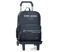Pepe Jeans Edmon School Backpack with Trolley Blue 30x40x12cm Polyester 15.6L by Joumma Bags, Blue, School Backpack with Trolley