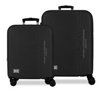 Pepe Jeans Edward Suitcase Set Black 55/68 cm Rigid ABS Integrated Combination Lock 109L 6.08kg 4 Double Wheels Extendable Hand Luggage by Joumma Bags