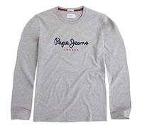 Pepe Jeans Eggo Men's T-Shirt Slim Fit Long Sleeve Grey (Grey Marl), XL