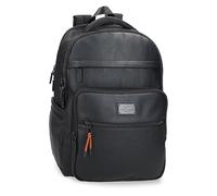 Pepe Jeans Egham Backpacks Polyester and Faux Leather Details, Black, Black/White, One Size, Adaptable Backpack