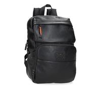 Pepe Jeans Egham Backpacks Polyester and Faux Leather Details, Black, Black/White, One Size, Daypack