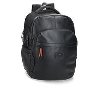 Pepe Jeans Egham Backpacks Polyester and Faux Leather Details, Black, Black/White, One Size, PC Backpack