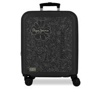 Pepe Jeans Eloise Black Cabin Suitcase 40x55x20 cm Rigid ABS Combination Lock Integrated 37L 2.6kg 4 Double Wheels Hand Luggage by Joumma Bags
