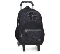 Pepe Jeans Eloise Double Compartment Backpack with Trolley Laptop 15.6 Inches Black 32x44x22 cm Polyester 30,98L by Joumma Bags