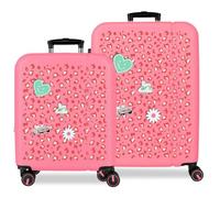 Pepe Jeans Evelyn Suitcase Set Fuchsia 55/68 cm Rigid ABS Combination Lock Integrated 109L 6.1 kg 4 Double Wheels Extendable Hand Luggage by Joumma Bags