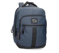 Pepe Jeans Hoxton Black and Blue Polyester PU Laptop Backpack, blue, standard size, pc backpack