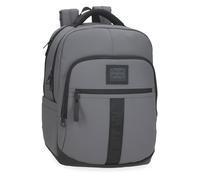 Pepe Jeans Hoxton Laptop Backpack Double Compartment Laptop 15.6 Inch Grey 30x42x14.5cm Polyester and PU 18.27L by Joumma Bags, grey, One Size, Laptop Backpack Dual Compartment
