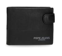 Pepe Jeans Ithaca Horizontal Wallet with Click Closure Black 11x8.5x1cm Leather by Joumma Bags