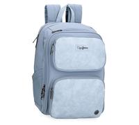 Pepe Jeans Jana Laptop Backpack 13.3 Inch Blue 25x37x10cm Polyester and PU 9.25L by Joumma Bags, blue, One Size, Laptop Backpack
