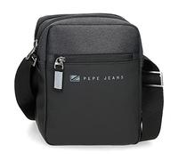 Pepe Jeans Jarvis Shoulder Bag Two Compartments Black 17 x 22 x 7 cm Polyester with Faux Leather Details