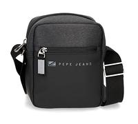 Pepe Jeans Jarvis Small Black Crossbody Bag 15 x 19.5 x 6 cm Polyester with Faux Leather Details
