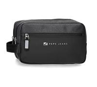 Pepe Jeans Jarvis Toiletry Bag Two Compartments Adaptable Black 26 x 16 x 12 cm Polyester with Faux Leather Details