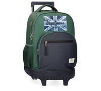 Pepe Jeans Jebb Compact Backpack with 2 Wheels, Green, 33x44x21 cm, Polyester, 30.49L by Joumma Bags