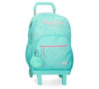 Pepe Jeans Joumma Bags Nora Laptop Backpack 15.6 Inch Double Compartment with Trolley Blue 32 x 44 x 22 cm Polyester