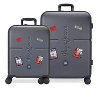 Pepe Jeans Kay Blue Suitcase Set 55/70 cm Rigid ABS Integrated TSA Closure 116L 7.54 kg 4 Double Wheels Hand Luggage