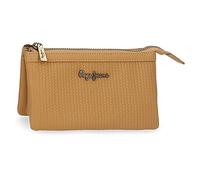 Pepe Jeans Lena Purse Three Compartments Brown 17.5x9.5x2 cm Synthetic Leather