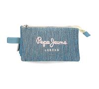 Pepe Jeans Lena Triple Pencil Case Blue 22x12x5 cm Polyester