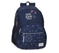 Pepe Jeans Lenay Backpack Double Compartment Adaptable to Trolley 10.5 Inches Navy 32 x 44 x 22 cm Polyester 30.98L by Joumma Bags