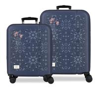 Pepe Jeans Lenay Marine Luggage Set 48x68x27 cm Rigid ABS Integrated Combination Lock 109L 6.08kg 4 Double Wheels Extendable Hand Luggage by Joumma Bags