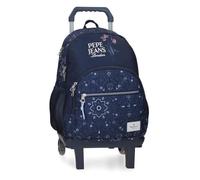 Pepe Jeans Lenay School Backpack Double Compartment with Trolley 10.5 Inches Navy 32 x 44 x 22 cm Polyester 30.98L by Joumma Bags