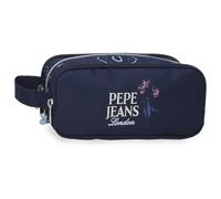 Pepe Jeans Lenay Triple Pencil Case Navy 22x10x9cm Polyester 1.98L by Joumma Bags