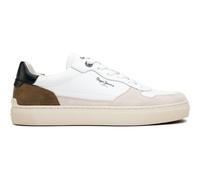 Pepe Jeans for man. PMS00019 Camden Nature Leather Sneakers white (42), Flat, Laces, Casual