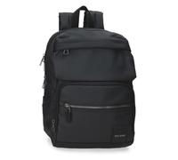 Pepe Jeans Ludlow Adaptable Laptop Backpack Black 25x37x12 cm | Anti-theft Pocket, Trolley Adaptable, Organizer Pockets, Canvas with Leather interior, 13.3-inch laptop, 11.1L