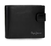 Pepe Jeans Luton Horizontal Wallet with Click Closure Black 11x8.5x1cm Leather by Joumma Bags