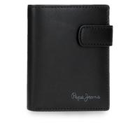 Pepe Jeans Luton Vertical Wallet with Click Closure Black 8.5x10.5x1cm Leather by Joumma Bags