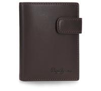 Pepe Jeans Luton Vertical Wallet with Click Closure Brown 8.5x10.5x1cm Leather by Joumma Bags