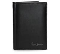 Pepe Jeans Luton Vertical Wallet with Purse Black 8.5x11.5x1cm Leather by Joumma Bags