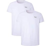 Pepe Jeans - Men's 2-Pack T-Shirts - Short Sleeves - Crew Neck - Regular Fit - Organic Cotton - White - M
