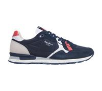 Pepe Jeans for man. PMS40007 Brit Road Leather Sneakers navy (44), Flat, Laces, Casual