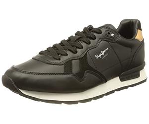Pepe Jeans Men's Britt Man Flag Classic Trainers, 999black, 9.5 UK