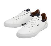 Pepe Jeans for man. PMS30839 Kenton Court Sneakers white (44), Leather, Flat, Laces, Casual
