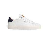 Pepe Jeans - Men's Yogi Original Sneakers - Low-Top - Leather Upper - Contrast Heel Tab - Lace-Up - Two-Tone Cupsole - White - 6
